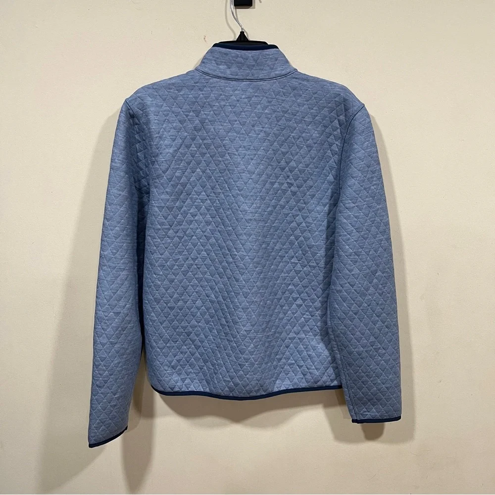 NWT MARINE LAYER Mid Blue Light Grey Corbet Reversible Pullover size small men